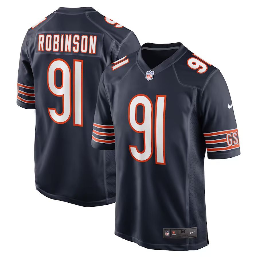 Men Chicago Bears 91 Dominique Robinson Nike Navy Game Player NFL Jersey